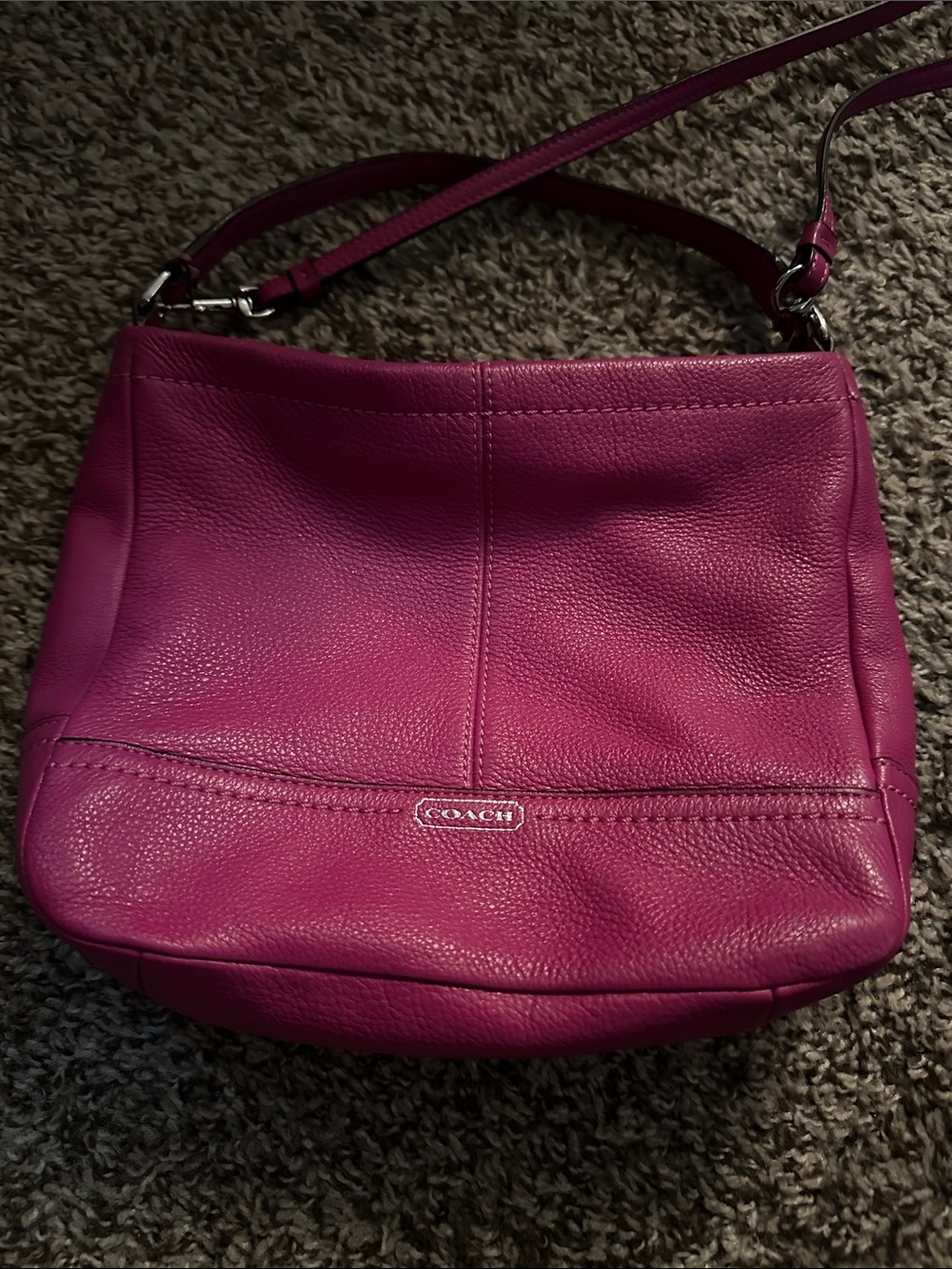 Coach Pebbled Leather Shoulder Bag in Fuchsia